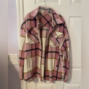 Just perfectly plaid fleece but not fleece  shirt size L